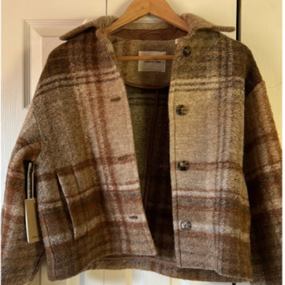 Aritzia Plaid Jacket in Brown and Tan